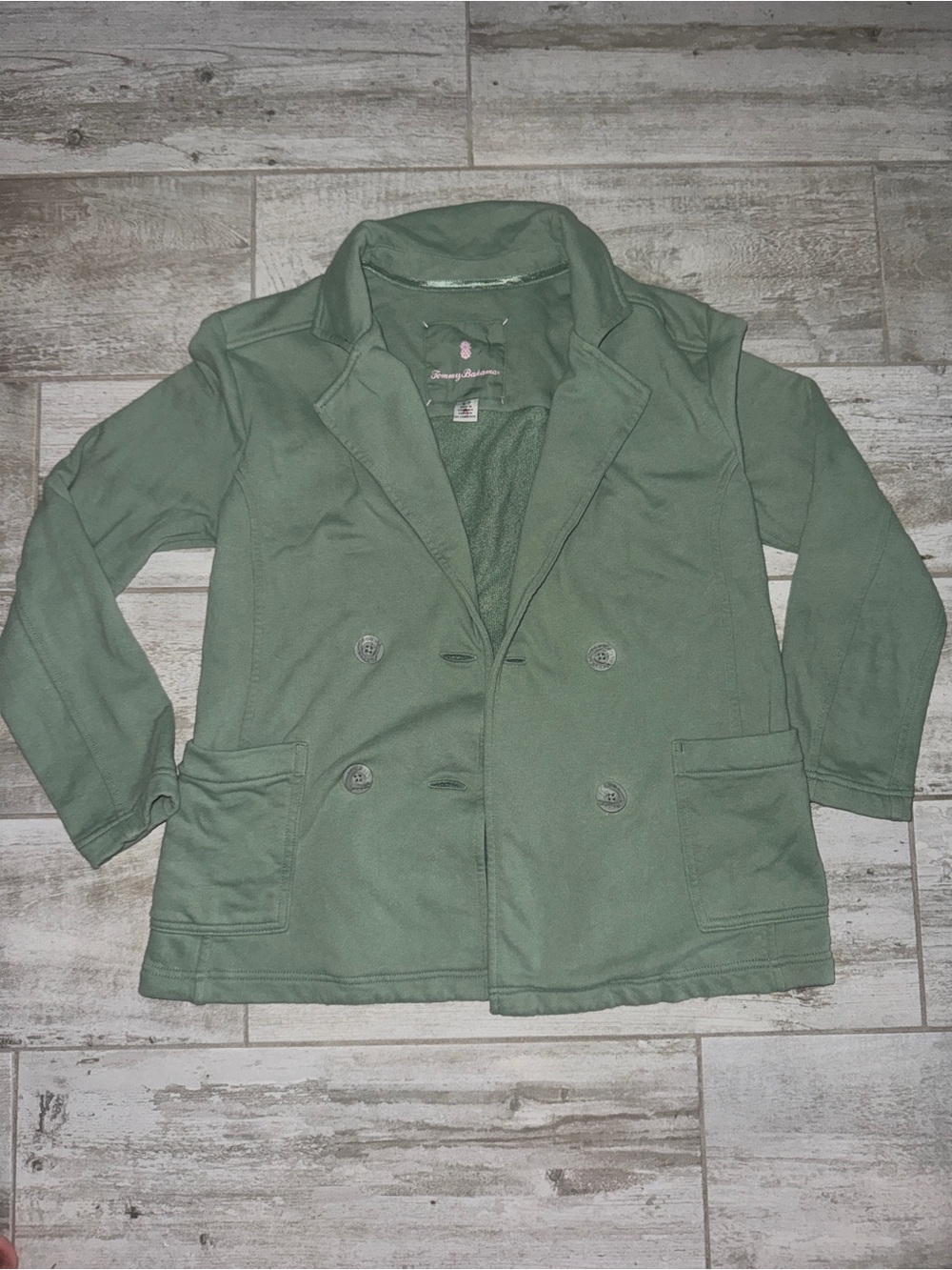 Tommy Bahama Olive Green Double-Breasted Peacoat